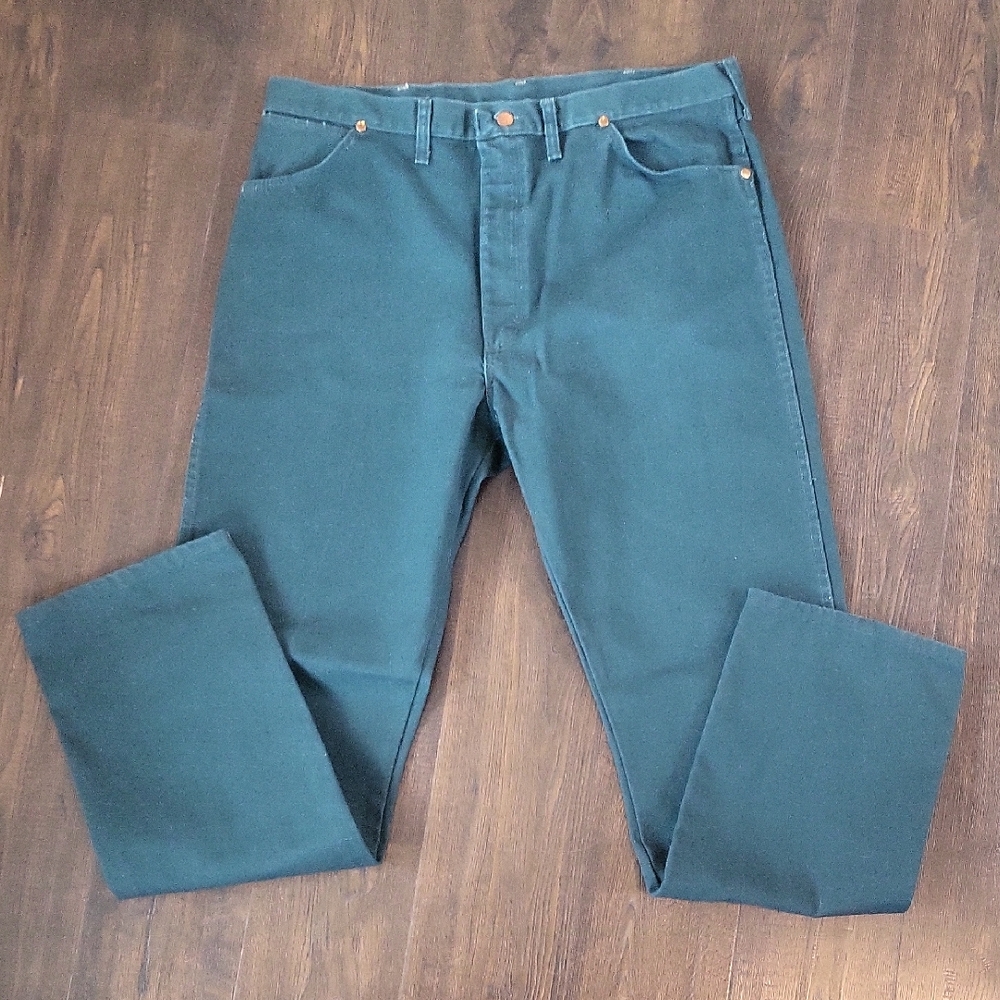 Vintage Wrangler Jeans Forest Green Made In USA 38x34